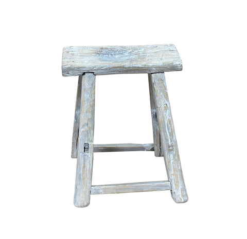Rustic Raw Rough Wood Grain Rectangle Slim Stool Bench Side Table ws4592S