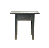 Distressed Rough Grain Fade Black Rectangular Pedestal Foyer Side Table ws4598S