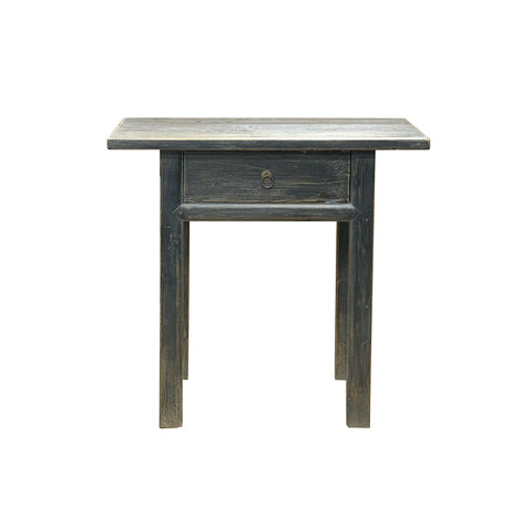 Distressed Rough Grain Fade Black Rectangular Pedestal Foyer Side Table ws4598S