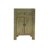 Distressed Marks Light Olive Green Drawer End Table Nightstand ws4599S