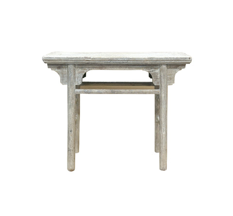 40" Rustic Raw Bleach White Wash Wood Rectangular Console Side Table ws4603S
