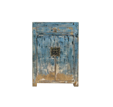 Distressed Light Ink Blue Mix Color Drawer Doors End Table Nightstand Cabinet ws4606S