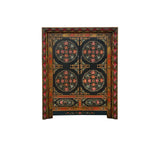 Tibetan Style Lotus Geometric Graphic Carving Edge Storage Cabinet ws4611S