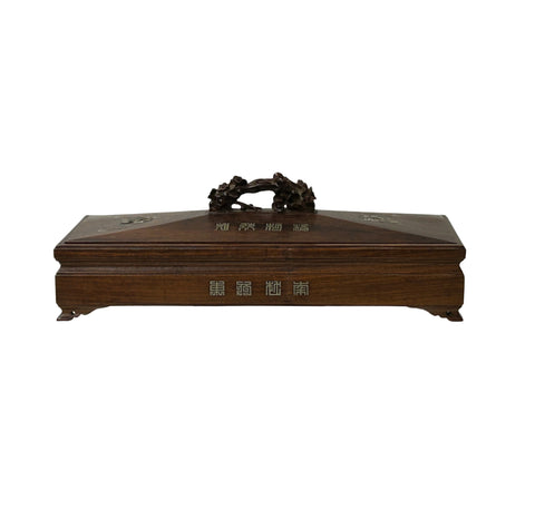 Vintage Oriental Wood Handcrafted Rectangular Shape Box Incense Burner ws4614S