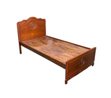 Chinese Oriental Simple Brown Solid Wood Full Size Single Bed Frame ws4622S
