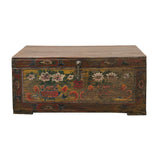 Vintage Distressed Brick Red Brown Flower Vase Oriental Wood Trunk Table ws4633S