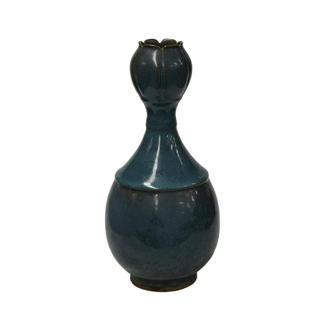 Oriental Deep Blue Flower Garlic Head Shape Porcelain Art Vase ws4649S