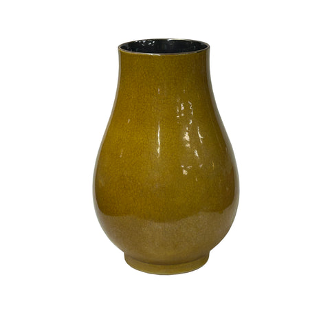 Oriental Mustard Yellow Glaze Simple Clean Shape Ceramic Art Vase Jar ws4660S