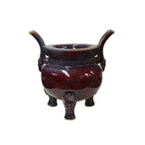 Orient Flame Oxblood Red Tri-Leg Ding Shape Ceramic Vase Container ws4699S