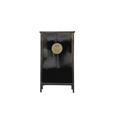 Distressed Black Moon Face Doors Slope Side Shape Storage Cabinet ws4745S