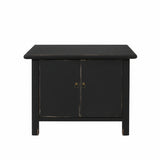 Chinese Distressed Black Lacquer 2 Doors Simple Credenza Table Cabinet ws4751