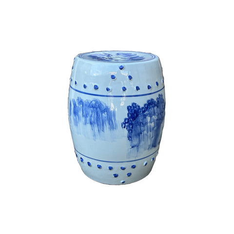 Chinese Blue & White Porcelain Scenery Round Stool Table ws4768S