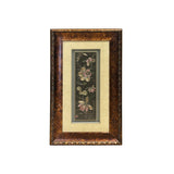 Vintage Chinese Floral Embroidery Fabric Piece Framed Wall Art ws4867S