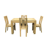 Oriental Light Wood Rough Grain Rectangular Dining Table 4 Chairs Set ws4932S