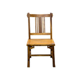 Zen Oriental Straight Legs Bars Backrest Solid Wood Chair ws4941S