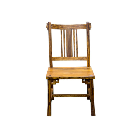 Zen Oriental Straight Legs Bars Backrest Solid Wood Chair ws4941S