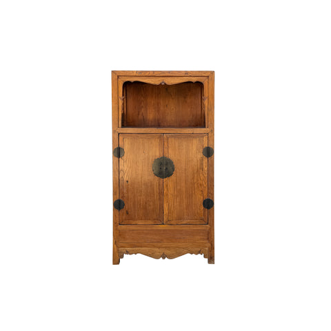 Vintage Light Brown Open Display Alcove Storage Cabinet ws4945S