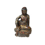 Vintage Chinese Golden Red Brown Lacquer Wood Bodhisattva Statue ws4947S