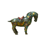 Vintage Chinese Turquoise Blue Flower Cloisonné Enamel Horse Statue ws4949S