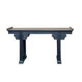 Vintage Rosewood Dark Brown Black Stain Dragon Relief Carving Altar Table ws4960S