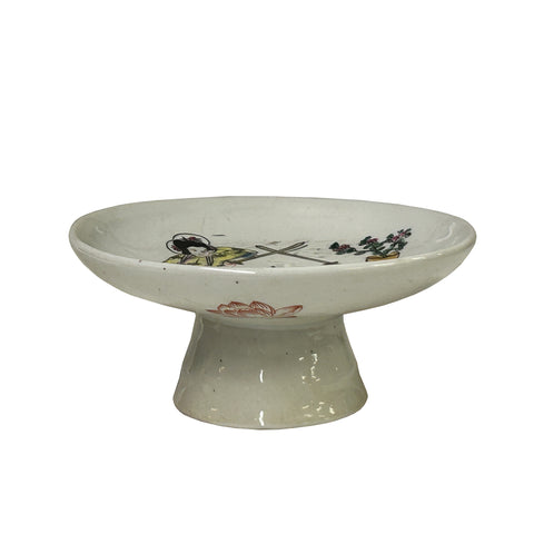 Chinese Small Color Graphic Round Porcelain Goblet Offer Display Plate ws4963S
