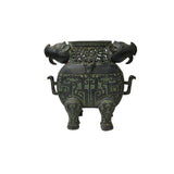 Green Bronze-ware Ram Ox Ding Archaic Zoomorphic Ritual Vessel Display ws4968S