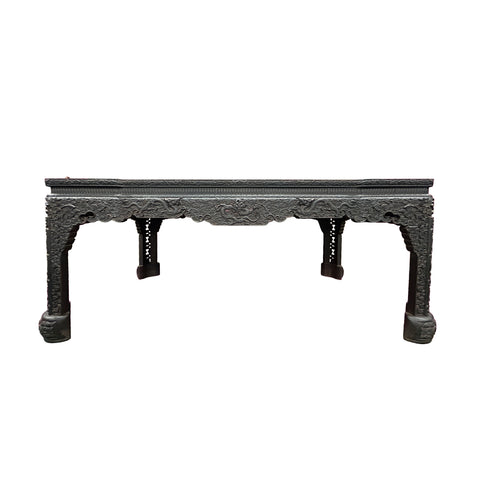 Oriental Dragons Relief Carving Rectangular Painting Console Table Desk ws4971S