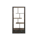 Asian Inspired Asymmetrical Dark Brown Shelving Display Cabinet Divider ws4972S