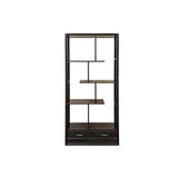 Asian Inspired Asymmetrical Dark Brown Shelving Display Cabinet Divider ws4972BS