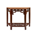 Distressed Reddish Brown Trapezoidal Geometric Lattice Panel Console Table ws4977S