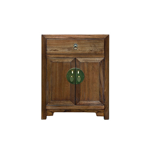 Oriental Simple Natural Wood Brown Drawer End Table Nightstand ws4981S