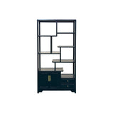 Oriental Asymmetrical Black Lacquer Shelving Display Cabinet Divider ws4985S