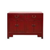 Distressed Brick Red Drawers Doors Sideboard Credenza Console Table ws4987S
