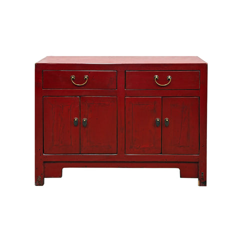 Distressed Brick Red Drawers Doors Sideboard Credenza Console Table ws4987S