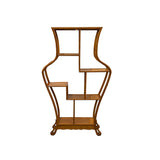 Oriental Light Brown Vase Shape Step Shelves Display Cabinet Divider ws4993S