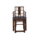 Vintage Brown Lattice Work Hexagonal Narrow Accent Armchair ws4996S