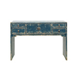 53" Distressed Dark Ink-Blue Drawers Narrow Console Credenza Table ws4998S
