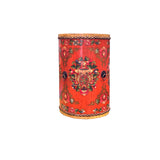 Distressed Orange Tibetan Style Jewel Tower Graphic Round Drum Table ws5000S