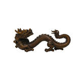 6" Oriental Brown Wood Carved Fengshui Decorative Dragon Figure ws5004S