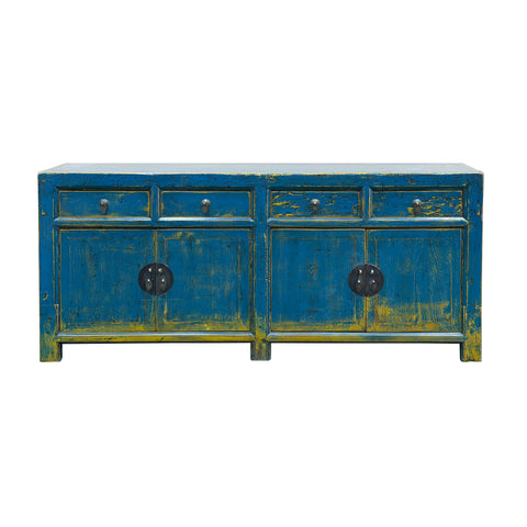 Distressed Bright Blue Oriental Sideboard Credenza Console Table Cabinet ws5014S