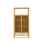 Light Brown Slatted Doors Display Storage Minimalist Zen Bookcase Cabinet ws5015S