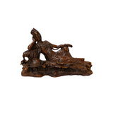 5" Hand-Carved Wood Reclining Bodhisattva Figurine Sculpture Tang Style Art ws5017S