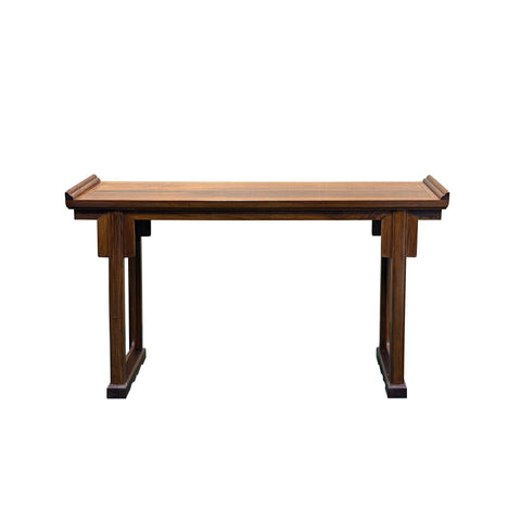 Oriental Point Edge Altar Natural Wood Grain Everted Flanges Console Table ws5028S
