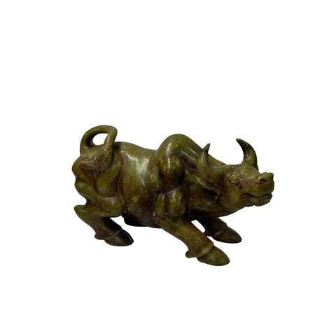 Natural Green Mix Stone Ox Cow Fengshui Artistic Decorative Figure ws5031S