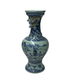 Vintage Blue White Celadon Handpainted Figural Landscape Chilong Dragon Porcelain Vase ws5032S