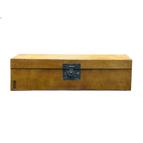 Vintage Scholar Mustard Yellow Leather Rectangular Wood Trunk Box ws5033S