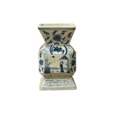 Vintage Pale Blue White Scenery Graphic Square Porcelain Vase ws5035S
