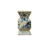 Vintage Pale Blue White Scenery Graphic Square Porcelain Vase ws5036S