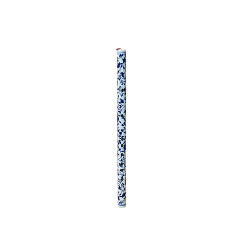 Blue White Porcelain Floral Graphic Flute Shape Tube Display Art ws5039S
