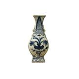 Small Distressed Finish Pear Shape Blue White Graphic Porcelain Vase ws5041S